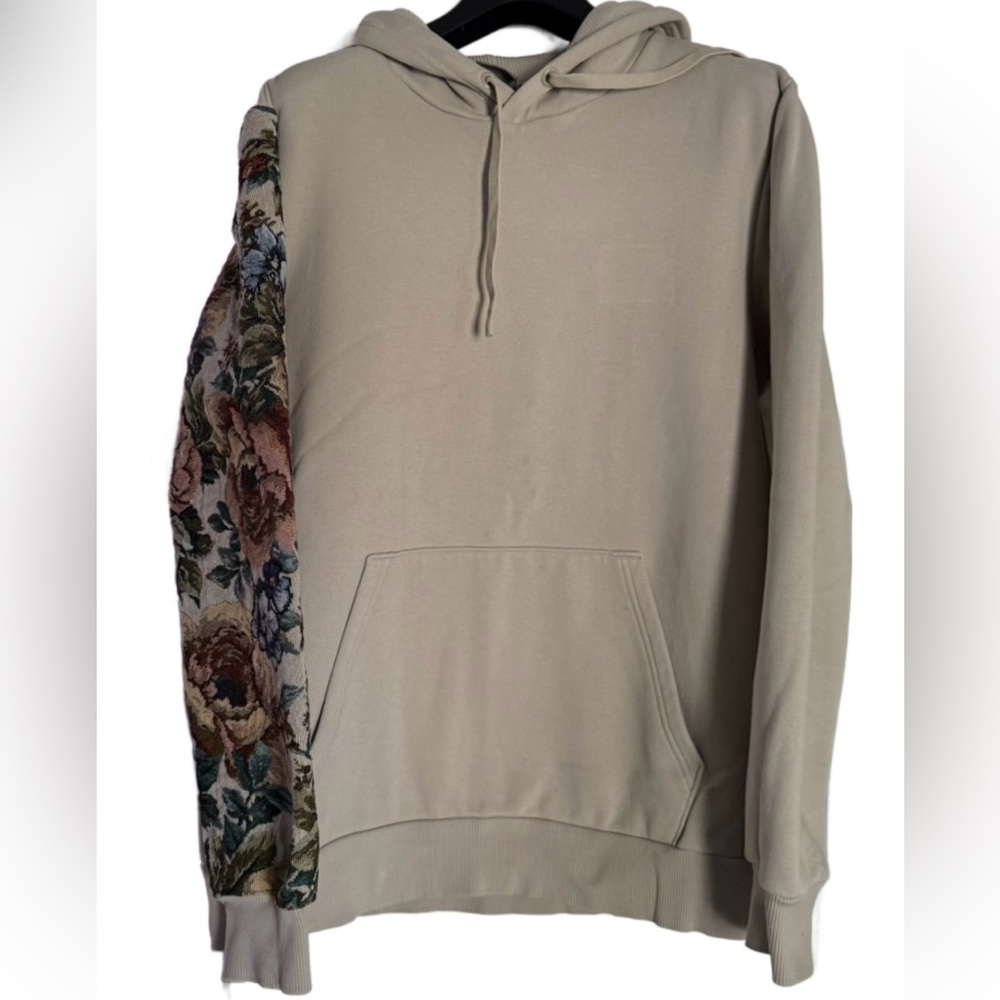 Puma Beige Hoodie with Floral Sleeve